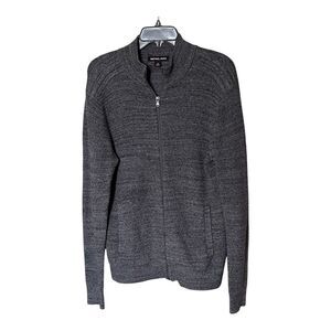 Michael Kors Gray Wool-Cotton Blend Full Zip Cardigan Sweater Size Medium